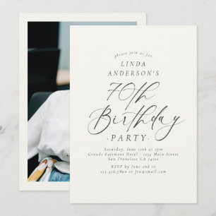 Elegant Script 70th Birthday Party Photo Invitation