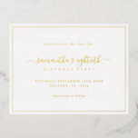 Elegant Script 80th Birthday Save the Date card<br><div class="desc">Elegant Script 80th Birthday Party Save the Date. A minimalist modern text design for your eightieth party Save the date on a handy postcard with the luxury of real foil on the front and a single line border. Change the words as required.</div>