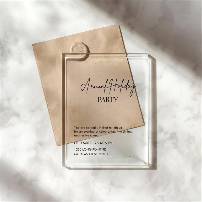 Elegant Script Acrylic Annual Holiday Party Acrylic Invitations (Creator Uploaded)