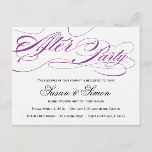 Elegant Script After Party Invitation Purple
