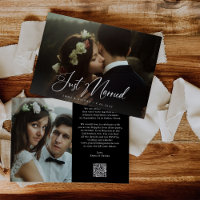 Elegant Script and Black | QR Code Just Married
