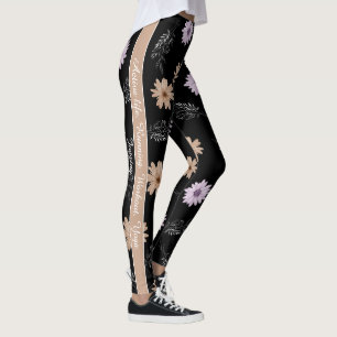 Elegant script and colour matching Black and brown Leggings