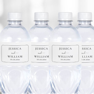 Elegant Script and Minimalist Wedding Water Bottle Label