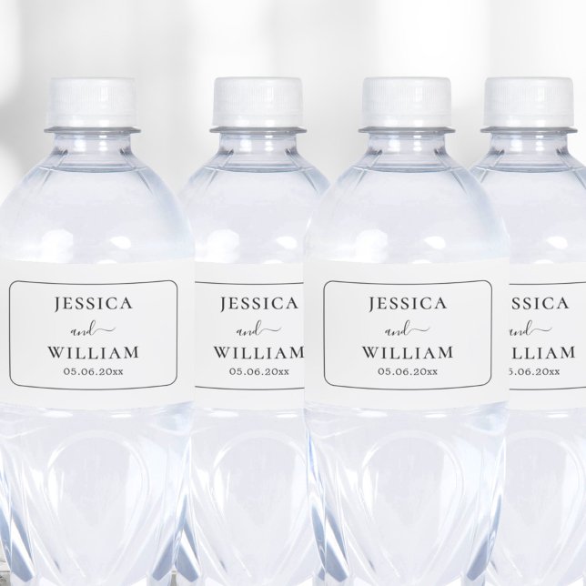 Elegant Script and Minimalist Wedding Water Bottle Label (Creator Uploaded)
