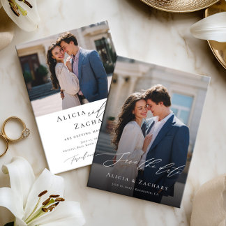 Elegant script and modern photo save the date