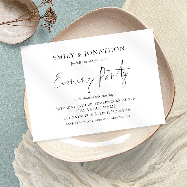 Elegant Script Any Colour Wedding Evening Party  Invitation (Creator Uploaded)