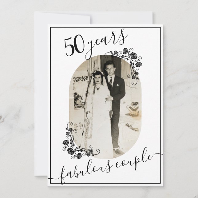 Elegant Script Any Year Anniversary Picture 50th Invitation (Front)