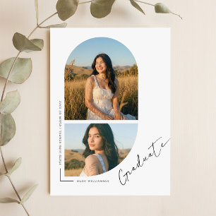 Elegant Script Arch Photo Collage Graduation Party Invitation