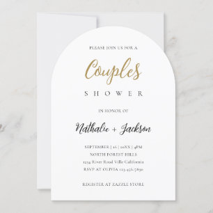 Elegant Script Arch Photo Couples Bridal Shower Invitation
