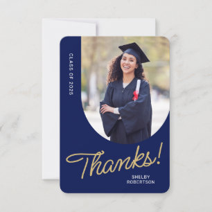 Elegant Script Arch Photo Graduate Thank You Card