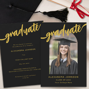 Elegant Script Arch Photo Graduation Announcement