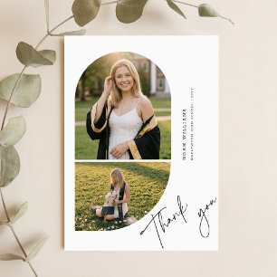 Elegant Script Arch Photo Graduation Thank You Postcard