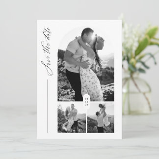 Elegant Script Arch Photo Wedding Save The Date