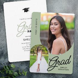 Elegant Script Arch Photos Graduation Party Invitation
