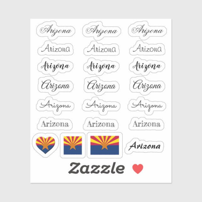 Elegant script Arizona & Arizona Flag /name Set (Sheet)