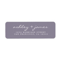 Elegant Script Ash Purple Wedding Return Address