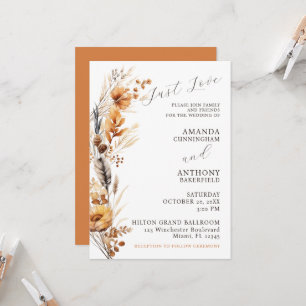 Elegant Script Autumn Fall Flowers Wedding  Invitation
