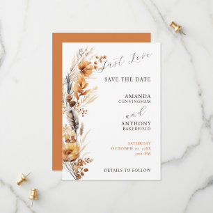 Elegant Script Autumn Fall Flowers Wedding Save The Date
