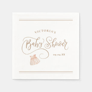 Elegant Script Baby Girl Watercolor Baby Shower  Napkin
