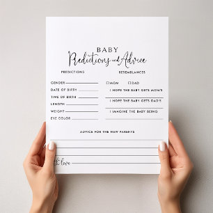 Elegant Script Baby Predictions & Advice Cards