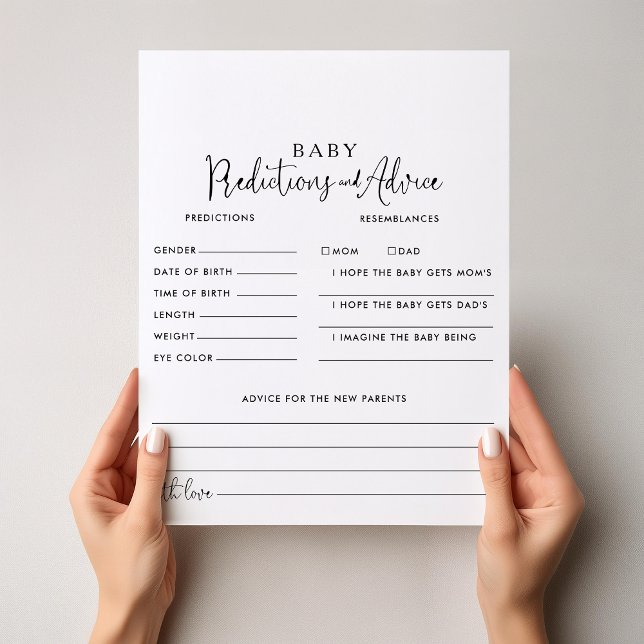 Elegant Script Baby Predictions & Advice Cards (Creator Uploaded)