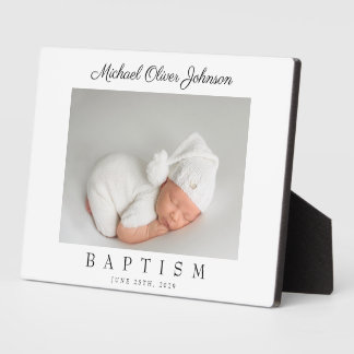 Elegant Script Baptism Photo Plaque