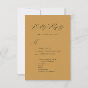 Elegant Script Beige Minimalist Chic Wedding RSVP Card