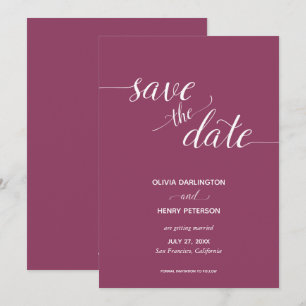 Elegant Script Berry Wedding Save the Date Cards