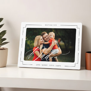 Elegant Script Best Dad Ever Custom Photo Keepsake Plaque