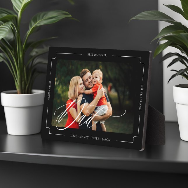 Elegant Script Best Dad Ever Custom Photo Keepsake Plaque (Elegant Script Best Dad Ever Custom Photo Keepsake Plaque)