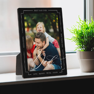 Elegant Script Best Dad Ever Custom Photo Keepsake Plaque