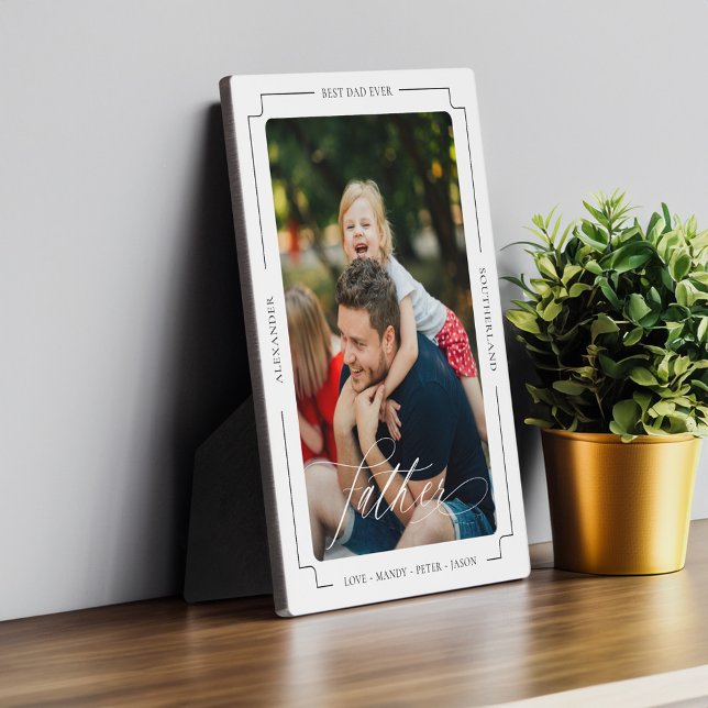 Elegant Script Best Father Ever Photo Keepsake Plaque (Elegant Script Best Father Ever Photo Keepsake Plaque)