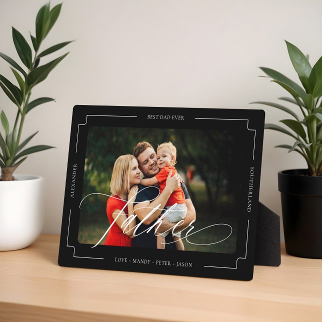 Elegant Script Best Father Ever Photo Keepsake Plaque (Elegant Script Best Father Ever Photo Keepsake Plaque)