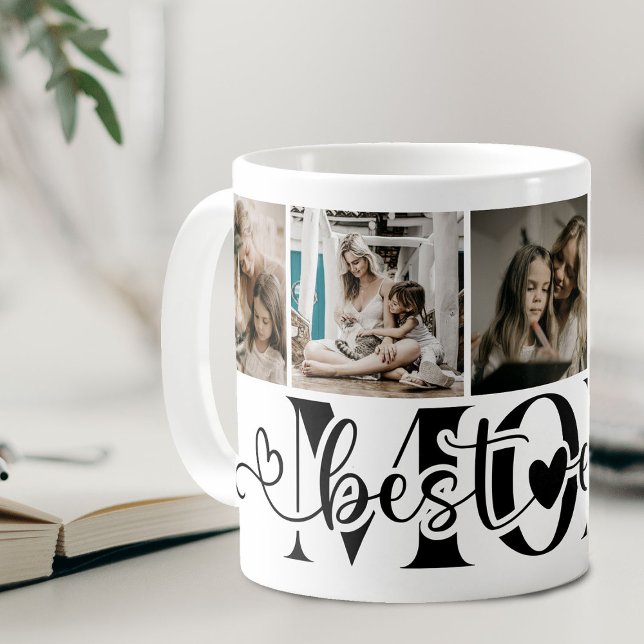 Elegant Script Best Mum Ever 5 Photo Collage Coffee Mug (Creator Uploaded)