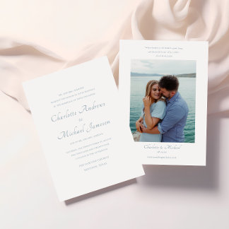 Elegant Script Bible Verse Photo Wedding Invitation