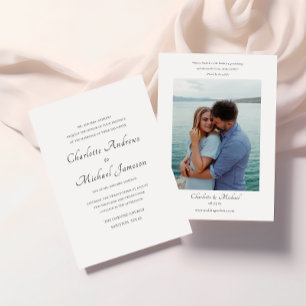 Elegant Script Bible Verse Photo Wedding Invitation