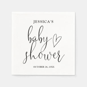 Elegant Script Black And White Baby Shower Napkin