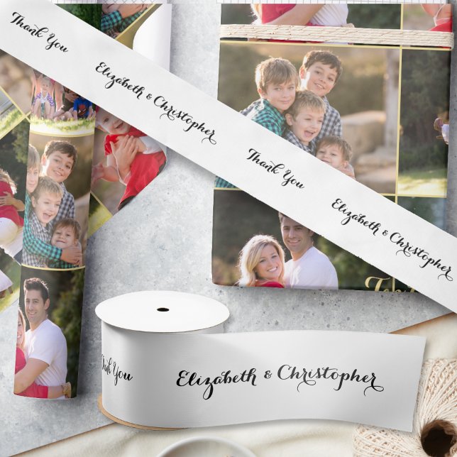 Elegant Script Black and White Gift Wrap Wrapping Satin Ribbon (Elegant Script Black and White Gift Wrap Wrapping Satin Ribbon)