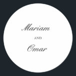 Elegant Script Black and White Minimalist Wedding Classic Round Sticker<br><div class="desc">Elegant Script Black and White Minimalist Wedding Design. Perfect for sealing and labelling dessert boxes,  candy bags,  wedding gifts,  favours,  and envelopes.</div>
