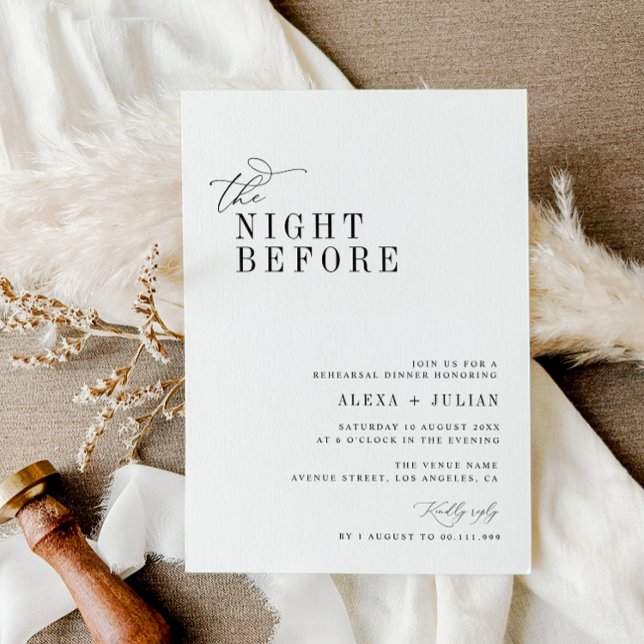 elegant script black and white rehearsal dinner invitation (Creator Uploaded)
