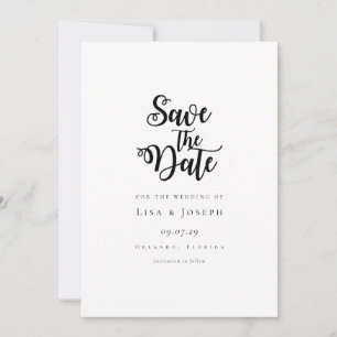 Elegant Script Black and White Save the Date Invitation