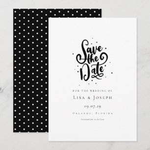 Elegant Script Black and White Save the Date Invitation
