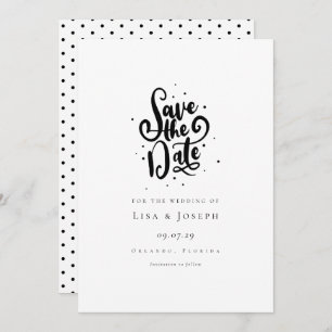 Elegant Script Black and White Save the Date Invitation