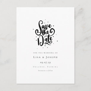 Elegant Script Black and White Save the Date Postcard