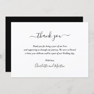 Elegant Script Black and White Thank You Card