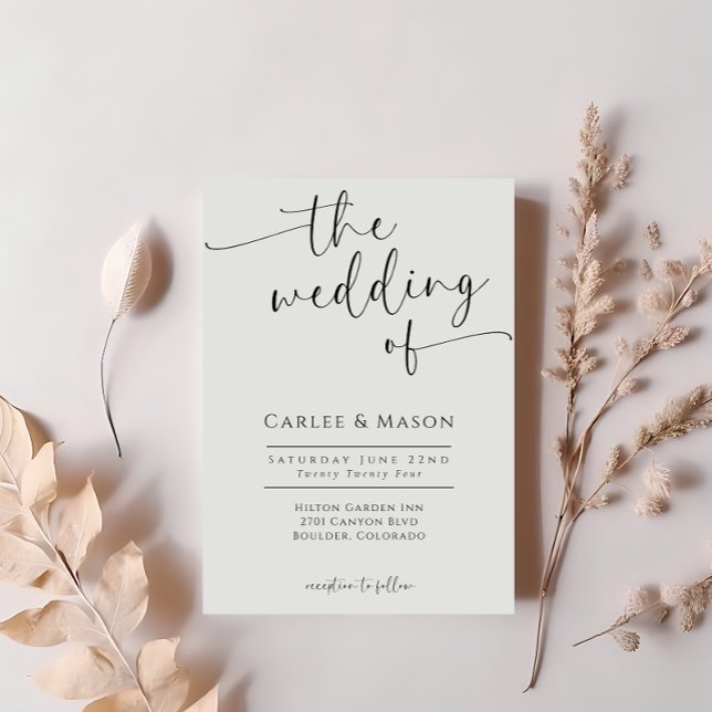 Elegant Script Black and White The Wedding Of Invitation (Creator Uploaded)
