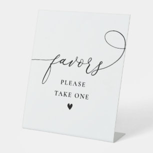 elegant script black and white wedding favours sig pedestal sign