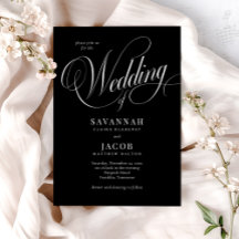 Elegant Script Black and White Wedding