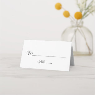 Elegant Script Black and White Wedding Place Card