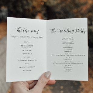 Elegant Script Black and White Wedding Program Programme